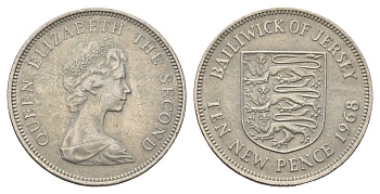 Джернси 10 новых пенсов 1968 герб, Елизавета II (1952-2022) KM 33 медно-никель 4678-951