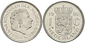 Нидерланды 1 гульден 1980 Юлиана (1948-1980) KM 184а никель UNC 4579-615