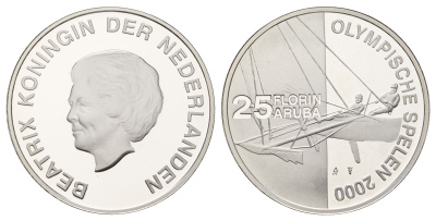 Аруба 25 флоринов 2000 XXVII летние Олимпийские Игры, Сидней 2000 KM 21 серебро PROOF 11-084-35