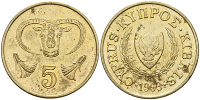 Кипр 5 центов 1993 KM 55.3 никель латунь 4141-1033