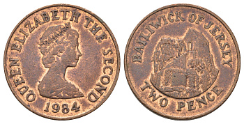 Джерси 2 пенса 1984 Елизавета II (1952-2022), Сент-Хелиер KM 55 бронза 4666-731