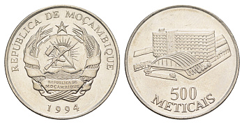 Мозамбик 500 метикалов 1994 KM 121 сталь плакированная никелем UNC 4385-936