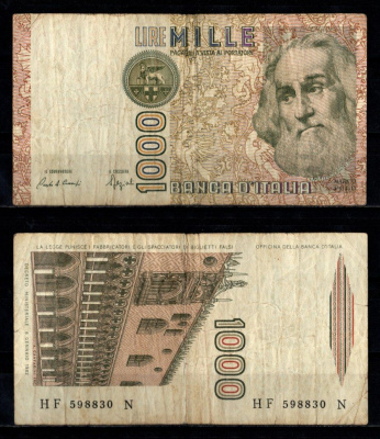 Италия 1000 лир 1982 Pick 109 b бумага 7218-33-2-1