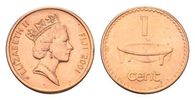 Фиджи 1 цент 2001 KM 49a цинк плакированный медью UNC 4668-562