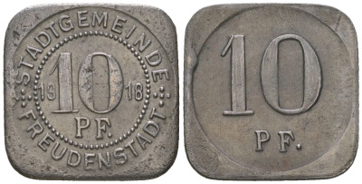 Фройденштадт (Вюртемберг) 10 пфеннигов 1918 Funck 138.6, Men05 8260.3, Men18 10293.3 железо 4603-1111