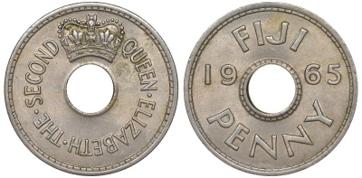 Фиджи 1 пенни 1965 Елизавета II (1952- ) KM 21 медно-никель 51-2724