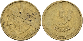 Бельгия 5 франков 1986 Belgie, Бодуэн I (1951-1993) KM 164 алюминиевая бронза 4143-1241