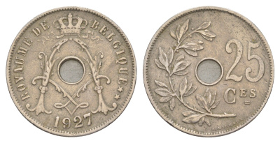 Бельгия 25 сантимов 1927 Belgique, Альберт I (1909-1934) KM 68 медно-никель 4150-927