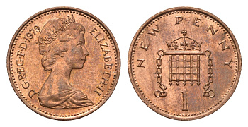 Великобритания 1 пенни 1979 Елизавета II (1952-2022) KM 915, Spink 4237 (B1) бронза UNC 4696-751