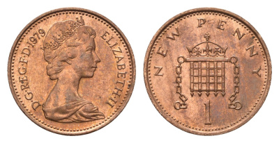 Великобритания 1 пенни 1979 Елизавета II (1952-2022) KM 915, Spink 4237 (B1) бронза UNC 4696-751