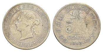 Цейлон 50 центов 1893 Виктория (1837-1901) KM 96 серебро 1516-1221