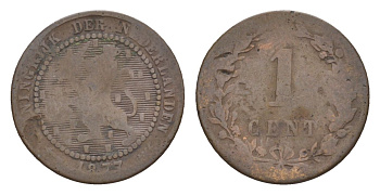Нидерланды 1 цент 1877 Виллем III (1849-1890) KM 107 бронза 58-115