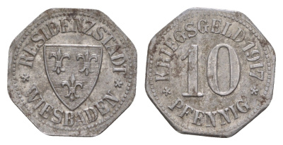 Висбаден 10 пфеннигов 1917 Funck 601.1, Men18 34104.1 железо 4659-255
