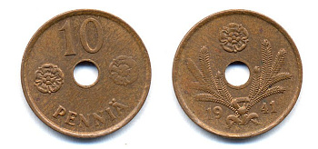ФИНЛЯНДИЯ 10 ПЕННИ 1941 KM 33.1 медь 51-4914
