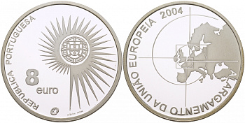 Португалия 8 евро 2004 INCM, расширение Европейского Союза KM 753a серебро PROOF 05-086-35