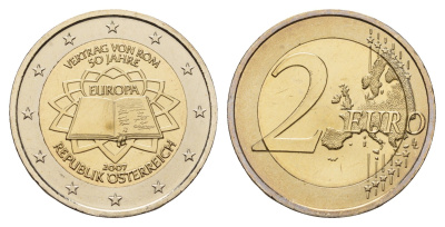 Австрия 2 евро 2007 50 лет подписанию Римского договора KM 3150 биметалл UNC 1083-3-13