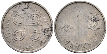 Финляндия 1 марка 1953 KM 36 железо 4588-741