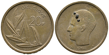 Бельгия 20 франков 1980 Belgique, Бодуэн I (1951-1993) KM 159 никель бронза 89-456