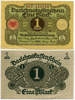 ГЕРМАНИЯ 1 МАРКА 1920 1 МАРТА 1920, ВЕЙМАРСКАЯ РЕСПУБЛИКА Pick 58 бумага 7548-47-2-2