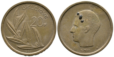 Бельгия 20 франков 1980 Belgique, Бодуэн I (1951-1993) KM 159 никель бронза 89-456