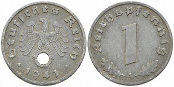 ГЕРМАНИЯ 1 РЕЙХСПФЕННИГ 1941 А KM 97, J. 369 цинк 4387-939