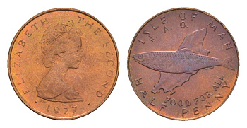 Остров Мэн 1/2 пенни 1977 ФАО - еда для всех KM 40 бронза UNC 4655-925