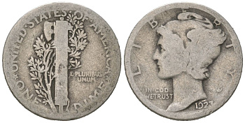 США 10 центов (дайм) 1923 KM 140 серебро 3334-1016