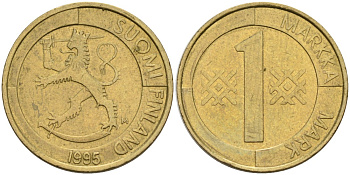 ФИНЛЯНДИЯ 1 МАРКА 1995 M KM 76 алюминиевая бронза 4563-546