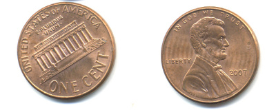 США 1 ЦЕНТ 2007 ЛИНКОЛЬН KM 201b цинк плакированный медью 86-522