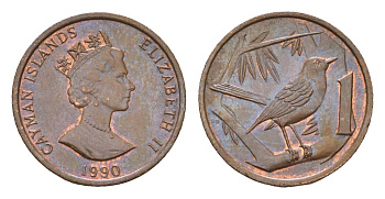 Каймановы острова 1 цент 1990 KM 87 бронза aUNC 4625-327