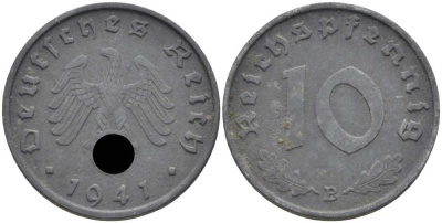 Германия 10 рейхспфеннигов 1941 B KM 101, J. 371 цинк 4401-752
