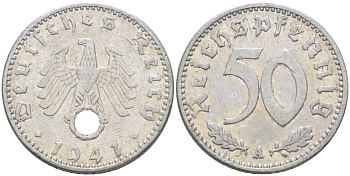 Германия 50 рейхспфеннигов 1941 A KM 96, J. 372 алюминий 202-916
