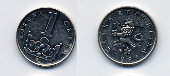 ЧЕХИЯ 1 КРОНА 1995 KM 7 сталь плакированная никелем 46-1057