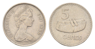 Фиджи 5 центов 1969 KM 29 медно-никель UNC 4669-544