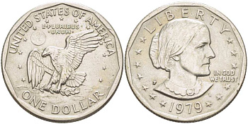 США 1 доллар 1979 P, Сьюзен Энтони KM 207 медь плакированная медно-никелем 210-731