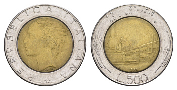 Италия 500 лир 1988 KM 111 биметалл 4556-435