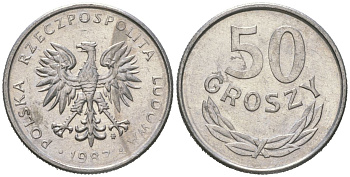 Польша 50 грошей 1987 MW Y 48.2 алюминий aUNC 4618-768