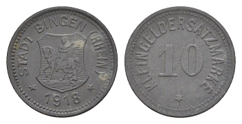 Бинген 10 пфеннигов 1918 Funck 41.1, Men05 2840.1, Men18 3636.1 цинк 4643-1022