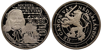 НИДЕРЛАНДЫ МЕДАЛЬ ND СЕРИИ ИСТОРИЯ НИДЕРЛАНДОВ, АДМИРАЛ МИХАИЛ АНДРИАНЗОН ДЕ РЮЙТЕР (1607-1676), ДИАМЕТР 30 ММ. медно-никель UNC 1087-8-75