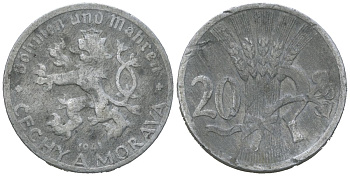 Богемия и Моравия 20 геллеров 1941 KM 2 цинк 206-135
