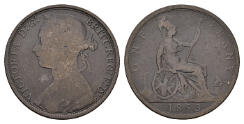 Великобритания 1 пенни 1893 Виктория (1837-1901) KM 755, Spink 3955 бронза 79-331