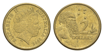 Австралия 2 доллара 2008 абориген, Елизавета II (1952-2022) KM 406 алюминиевая бронза 4588-833