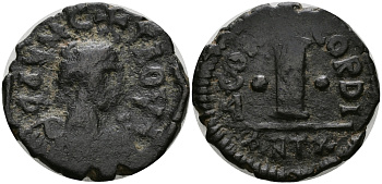 Византийская Империя декануммий 491 - 518 Анастасий / I - обозначение номинала (10), Антиохия, very fine (RARE) Sear 52 бронза 270-234