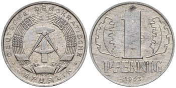 ГДР 1 пфенниг 1963 A KM 8.1 алюминий 44-1047