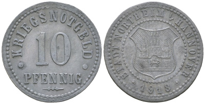 Нортхайм (Пруссия, Ганновер) 10 пфеннингов 1918 Funck 385.2, Men18 23738.2 цинк 4169-1238