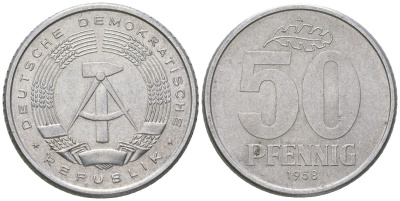 ГДР 50 пфеннигов 1958 A KM 12.1 алюминий 4575-244