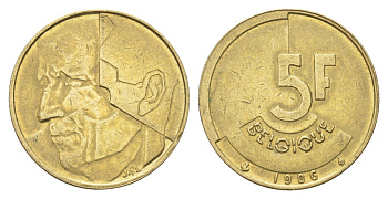 Бельгия 5 франков 1986 Belgique, Бодуэн I (1951-1993) KM 163 медь алюминий никель 4706-213