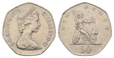 Великобритания 50 пенсов 1979 Елизавета II (1952-2022) KM 913, Spink 4223 (H1) медно-никель 4692-734