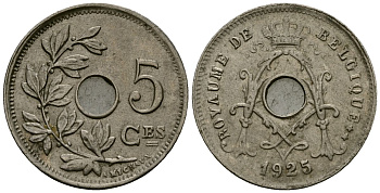 Бельгия 5 сантимов 1925 Belgique, Альберт I (1909-1934) KM 66 медно-никель 4173-541