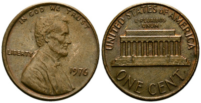 США 1 цент 1976 KM 201 медь цинк 4136-962